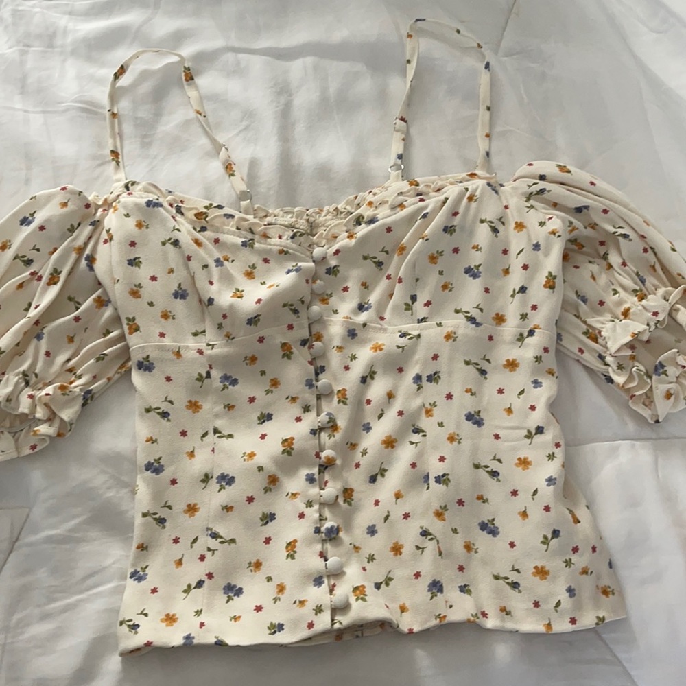 Gorgeous Reformation Floral Off Shoulder Top